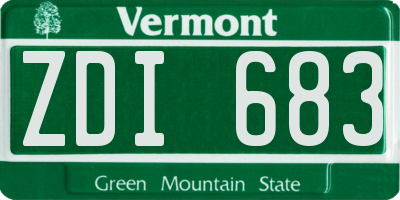 VT license plate ZDI683