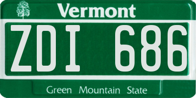 VT license plate ZDI686