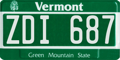 VT license plate ZDI687