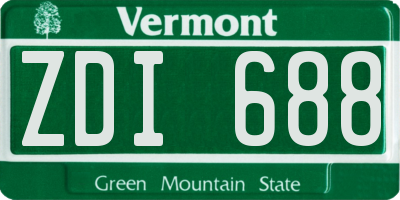VT license plate ZDI688
