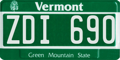 VT license plate ZDI690