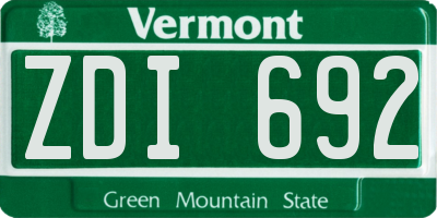 VT license plate ZDI692