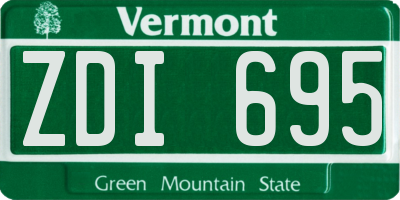 VT license plate ZDI695