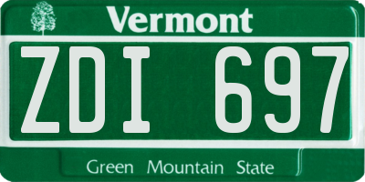 VT license plate ZDI697