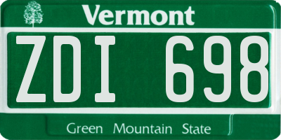 VT license plate ZDI698