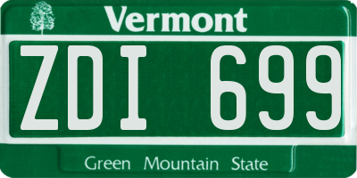 VT license plate ZDI699