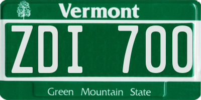 VT license plate ZDI700