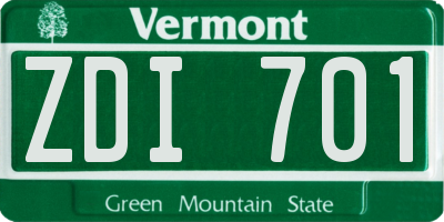 VT license plate ZDI701
