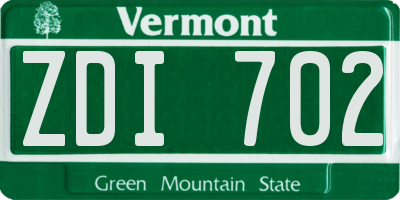 VT license plate ZDI702