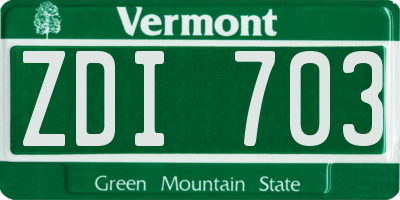 VT license plate ZDI703