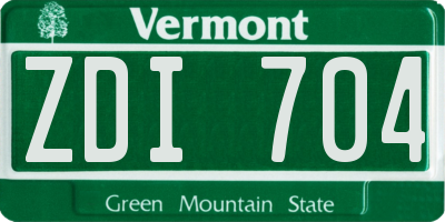 VT license plate ZDI704