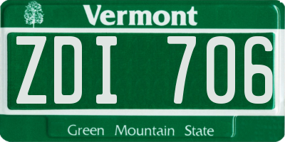 VT license plate ZDI706
