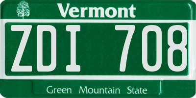 VT license plate ZDI708