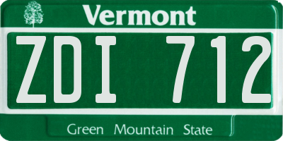VT license plate ZDI712