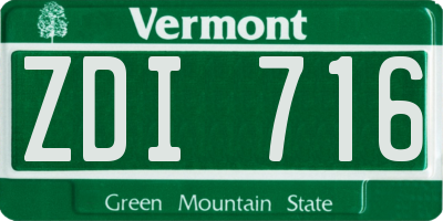 VT license plate ZDI716