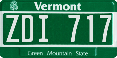 VT license plate ZDI717