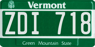 VT license plate ZDI718