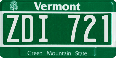 VT license plate ZDI721