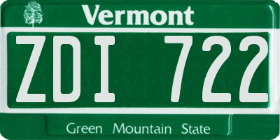 VT license plate ZDI722