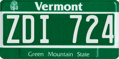 VT license plate ZDI724