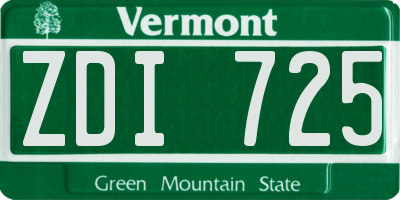 VT license plate ZDI725