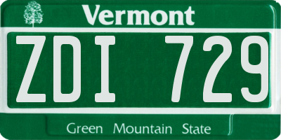 VT license plate ZDI729