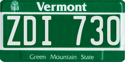 VT license plate ZDI730