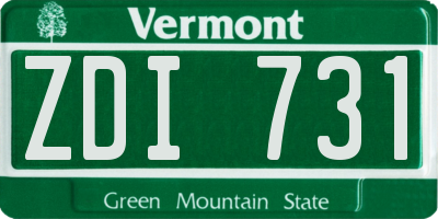 VT license plate ZDI731