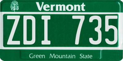 VT license plate ZDI735