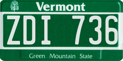 VT license plate ZDI736