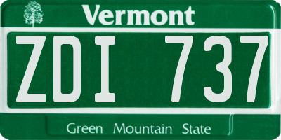 VT license plate ZDI737