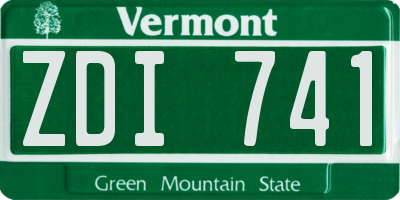 VT license plate ZDI741