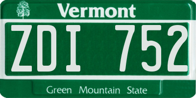 VT license plate ZDI752