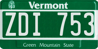 VT license plate ZDI753