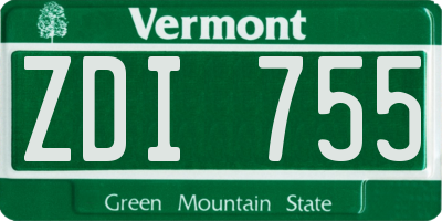 VT license plate ZDI755