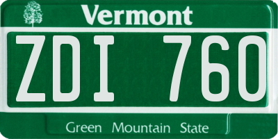 VT license plate ZDI760