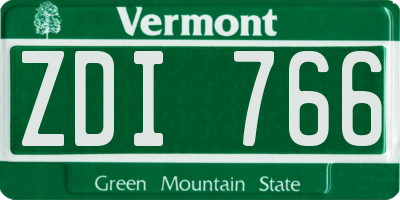 VT license plate ZDI766