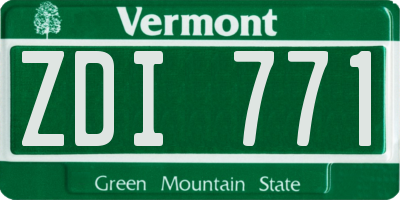VT license plate ZDI771