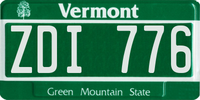 VT license plate ZDI776