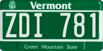 VT license plate ZDI781