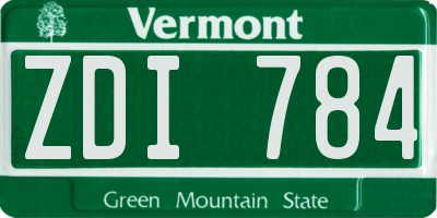 VT license plate ZDI784