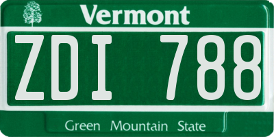 VT license plate ZDI788
