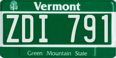 VT license plate ZDI791