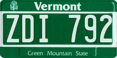VT license plate ZDI792