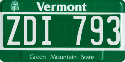 VT license plate ZDI793