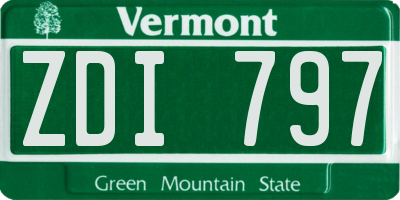 VT license plate ZDI797