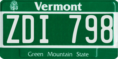 VT license plate ZDI798