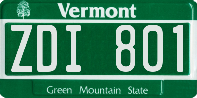 VT license plate ZDI801