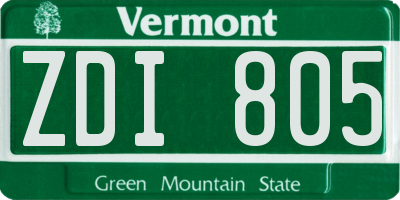 VT license plate ZDI805