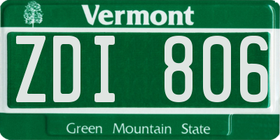 VT license plate ZDI806